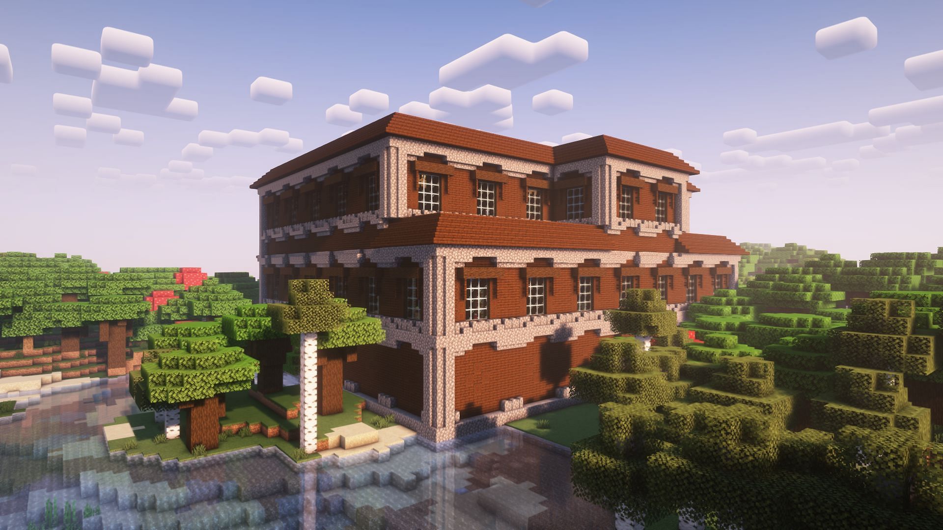 Woodland Mansions are also rare structures that can only be found through an explorer map (Image via Sportskeeda Gaming || Mojang Studios)